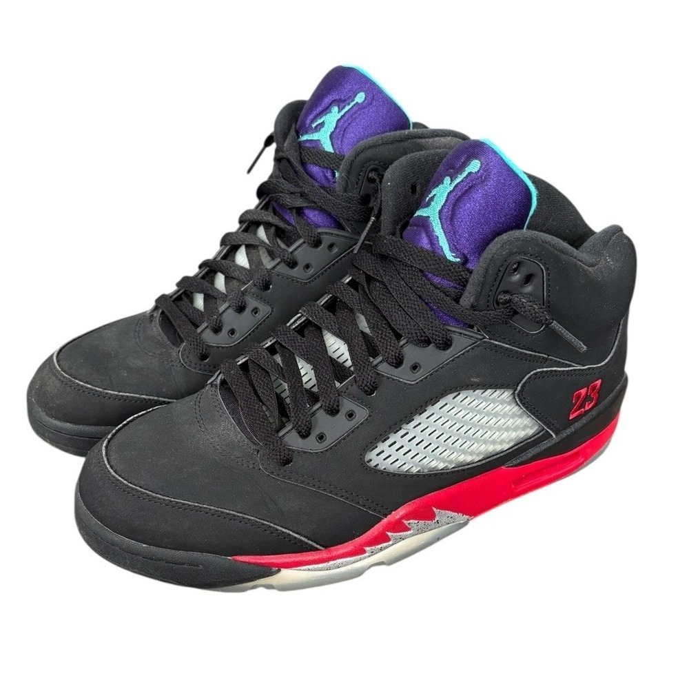 Air Jordan 5 Retro Sneaker Fire Red Metallic Grape Men's Size 9 - Picture 2 of 11